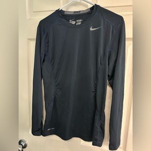 Nike Pro Combat Navy DryFit Long Sleeve Shirt